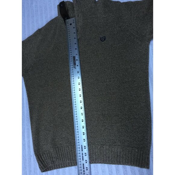 CHAPS Mens Mock Neck Pullover Sweater with Elbow Patches Medium Gray Ribbed Trim - Picture 9 of 9